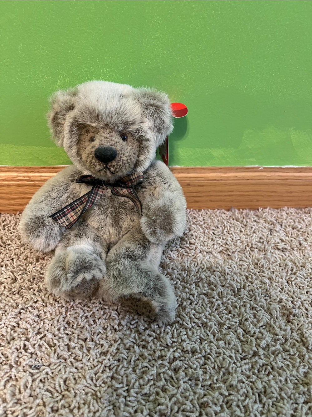 Russ Berrie Gray Plush Wesley Teddy Bear Tag Attached